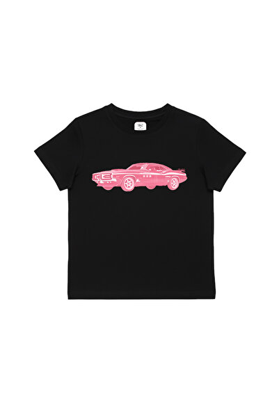 WHITE OF CREATIVE Kadın Araba Baskılı Baby Tee Crop Top