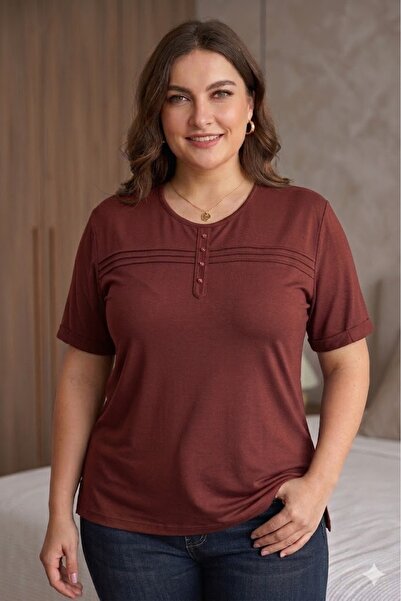 elma abone Plus Size Women's Kisakol Combed Cotton Blouse