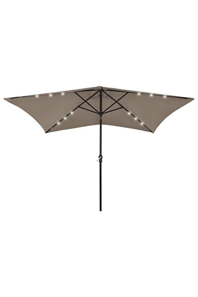 Concept Umbrelă de soare cu stâlp din oțel & LED-uri, gri taupe, 2x3 m
