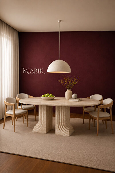 MIARIK DESIGN Zora-Traverten Mermer Yemek Masası