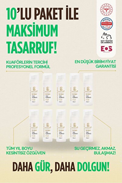 WOLLEN KOZMETİK Saç Kapatıcı Dolgunlaştırıcı Sıvı Krem 50 ml 10 Adet
