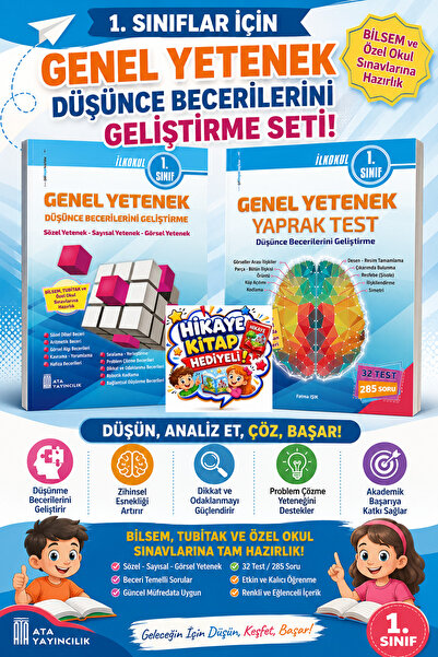Ata Yayıncılık Ata 1.sınıf Genel Yetenek Yaprak Test+genel Yetenek Düşünce Be...