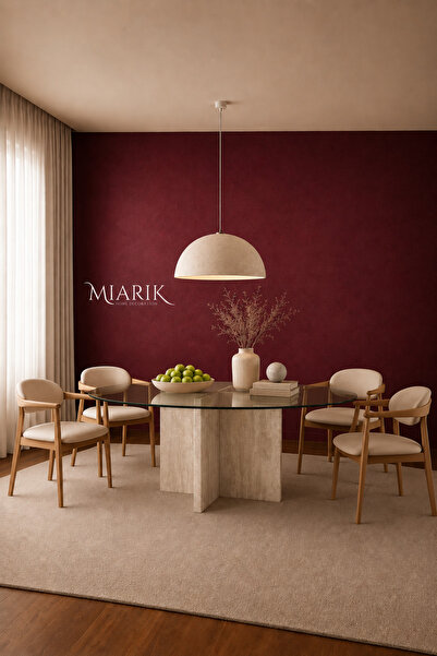 MIARIK DESIGN Ema Traverten Mermer Yemek Masası