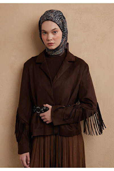 Freshscarfs Eșarfă din bumbac și mătase cu model Helene, culoare cafea caldă