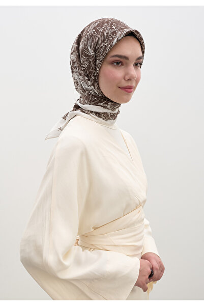 Freshscarfs Κασκόλ από βαμβάκι και βισκόζη με μοτίβο Secret Elegance σε καφέ ...