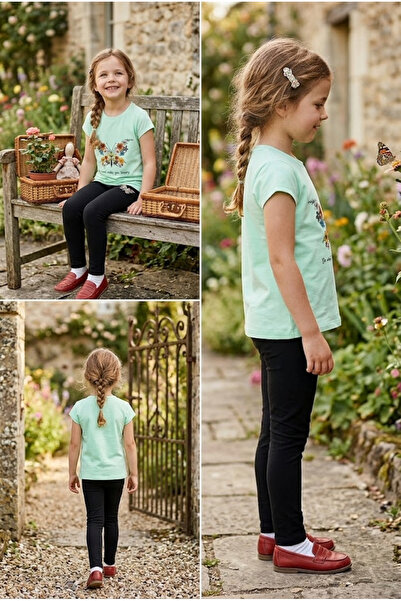 meyastore Girl's Set with Butterfly Flower Print Leggings