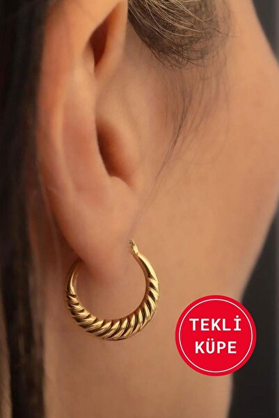 Bayar Gold 14 Ayar Altın Orta Boy Midye Halkalı Tekli Küpe