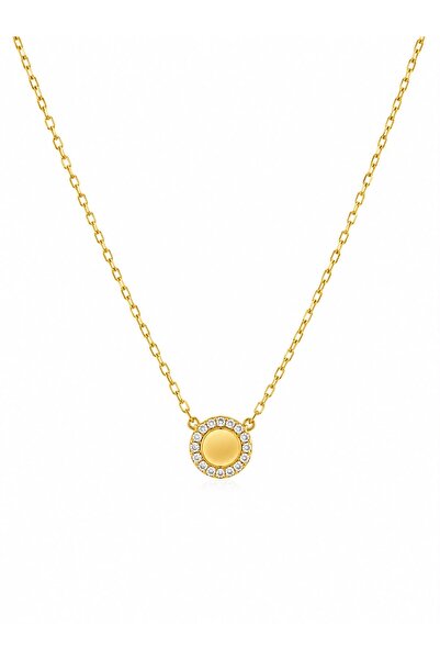 Delagos 925 Silver Necklace With Zirconia Stone,Gold Plated