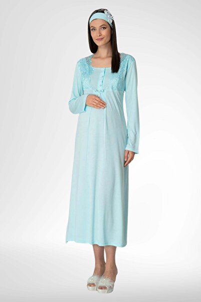 Mecit Pijama طقم ثوب نوم للحوامل من Mecit 5354 باللون الفيروزي