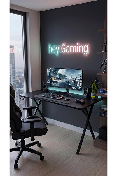 hey modüler mobilya 120 cm Gaming Profesyonel Oyuncu Masası Siyah Tabla, Siya...