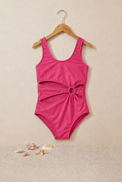 ZUZUNGA Ring Detailed Cut-Out Girls' Mayokini