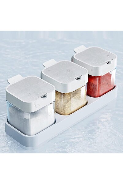 Arabest 3-Piece 8oz Clear Glass Condiment Canisters, Spice Jar Set with 304 S...