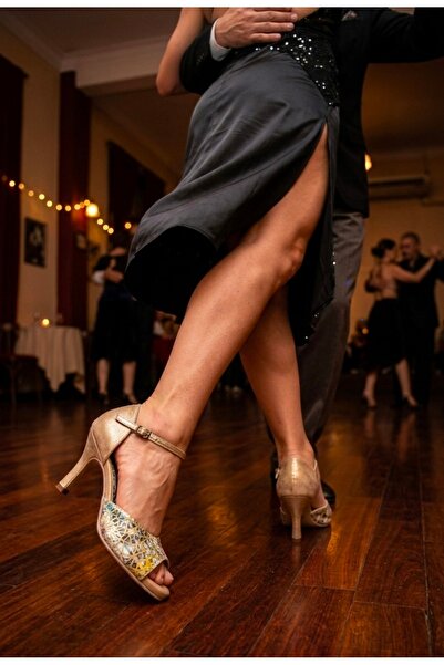 Lo Mejor Shoes Gold Striped Dance Shoes 7 cm 11 Pont Heel Length Dance, Tango...