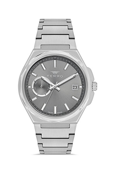 FERRO Silver Steel Cord Men's Wristwatch F11765A-A4 Functions Active Waterpro...