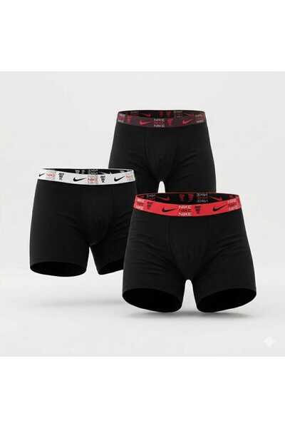 NoNameStore7 NIKE-Boxeri bărbătești, Set de 3, 95% Bumbac, Negru
