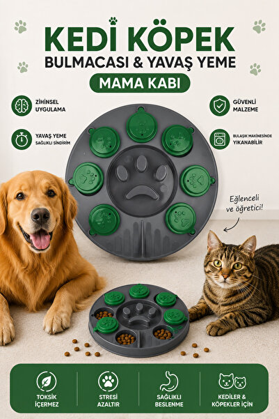 Glipet Kedi Köpek Bulmacası ve Yavaş Yeme Mama kabı