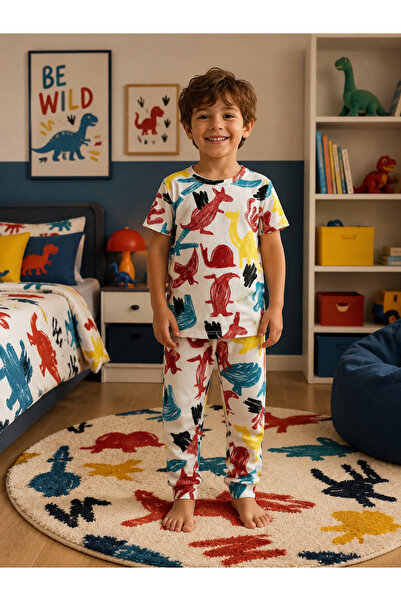 Pijamakids Σετ παιδικών αγοριών 100% βαμβακερό αυθεντικό σχέδιο με έξι καρό γ...