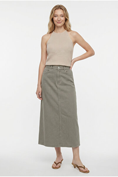 Masha Kate Evaze Denim Midi Etek