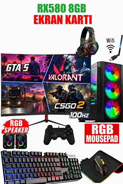 Dmc N92 (PUBG,GTA 5) I5-3470,16GB RAM,500GB HDD,256GB SSD,8GB RX580,24"oyuncu...