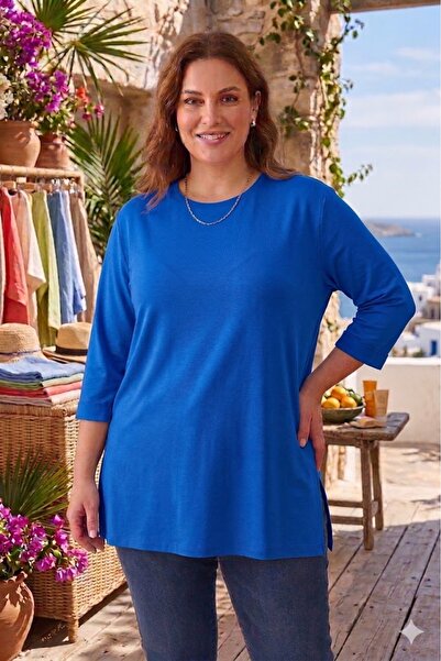 elma abone Plus Size Combed Tunic