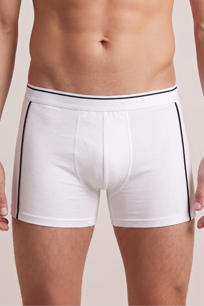 OBJE Men's White-Black Piped Boxers