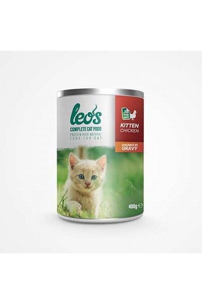 Leos Tavuk Parça Etli Soslu Yavru Kedi Konservesi 6 Adet 400 Gr