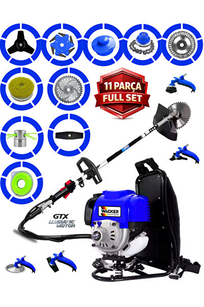 Wacker Pro Germany WR-570 7 İN 1 Sırt Tipi Benzinli Motorlu Ot Çalı Tırpanı Ç...