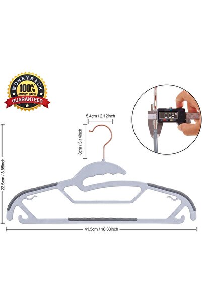 Arabest 50-Pack Ultra Thin Non-Slip Plastic Hangers, 360° Rose Gold Hook, Spa...