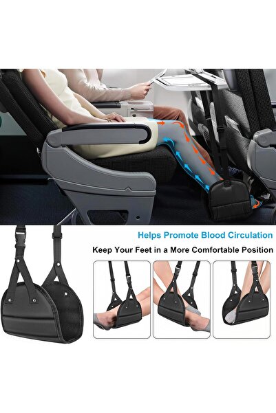 Arabest Foot Hammock for Airplane Travel, Adjustable Portable Foldable Footre...