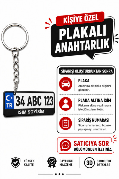 İFAA Kişiye Özel Plaka Anahtarlık Çiftli Set 1 Adet - İsimli ve Plakalı Araç ...