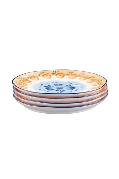 BJORN Set de 4 farfurii de cină, NAPOLI Citrus, porțelan pictat manual, 20 cm