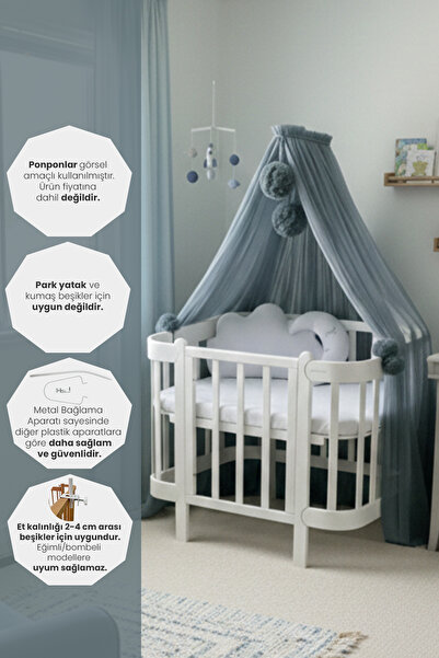 Kiddy Happy İndigo Mavi Beşik Cibinliği Ve Cibinlik Aparatı