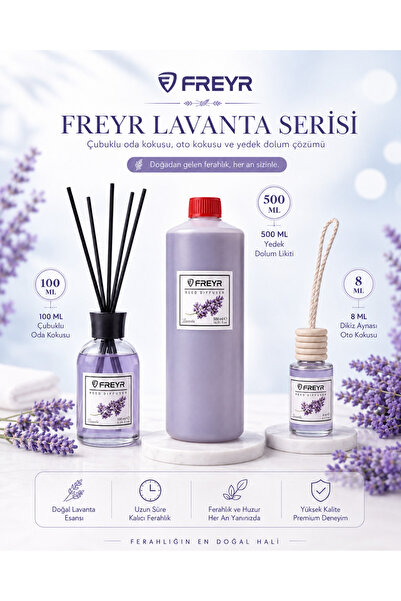 FREYR Oda ve Oto Kokusu Lavanta Premium Seti - 500 ML Yedek Dolum Likiti + 10...