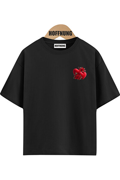 HOFFNUNG Tricou unisex din bumbac supradimensionat cu guler rotund