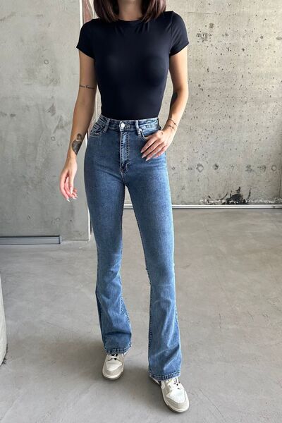 XRAY JEANS Pantaloni largi din denim albastru din bumbac pentru femei