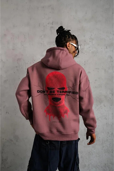 Generic Brand    Men's Mask Printed Hooded Sweat - Dusty Rose