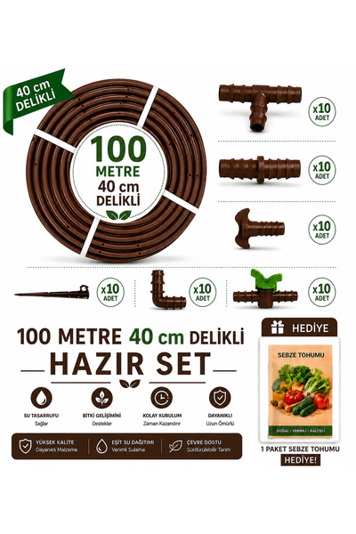 LİFE Drip 100 Metre 40cm Delikli Damla Sulama Seti