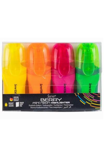 Serve Berry Mini Neon Fosforlu Kalem 4lü