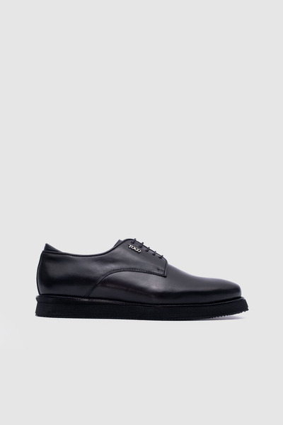 TOGO Men's Black Genuine Leather Laced Classic Derby Shoes [052374]