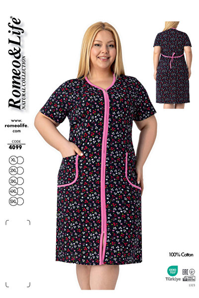 ROMEO LİFE Women's Plus Size 100% Cotton Combed Fabric Zippered Summer Dress ...