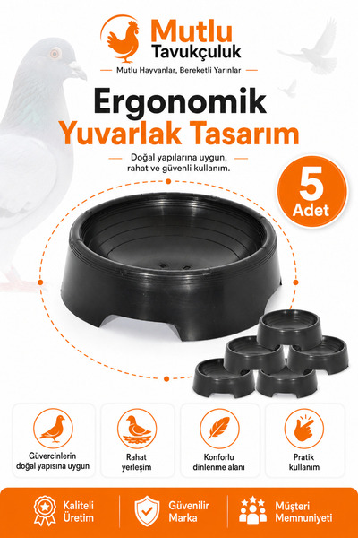 MUTLU TAVUKÇULUK Folluk Güvercin Folluğu Oval 5 Adet Yuvalık Plastik Yumurtal...