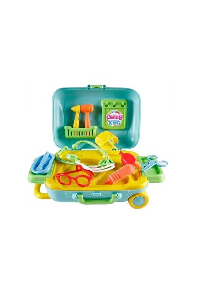 Dede Oyuncak 03482 Doctor Set Educational Suitcase with Wheels 15 Pieces Yey-...