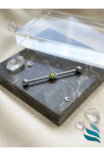 Bylin Cerrahi Çelik Koyu Nazar Köprü Piercing / Endüstriel Piercing - Bar Uzu...