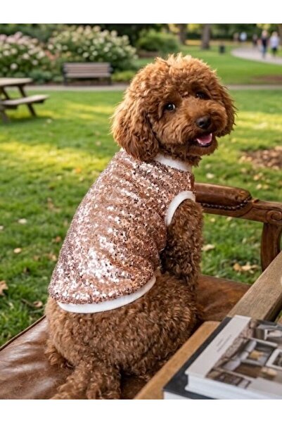 Peti Tailor Köpek Kıyafeti Pullu Payetli Tişört Rose Pembe Renk Özel Gün Kıya...