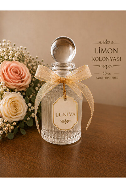 Luniva Kurdeleli Hediyelik Kolonya Şişesi 50 ml – 10 adet —Nişan Düğün Kına S...