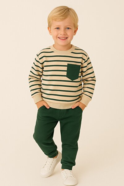 aden kids Striped 2-Thread Fabric Children's Top and Bottom Set