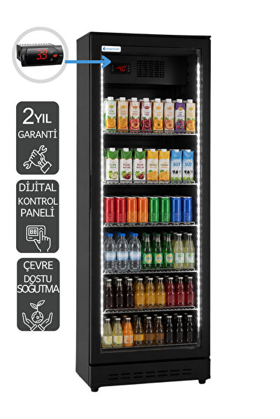 duyguticaret DT-375 Black Plus Dijital Göstergeli Çift Yan LEDli Dik Meşrubat...