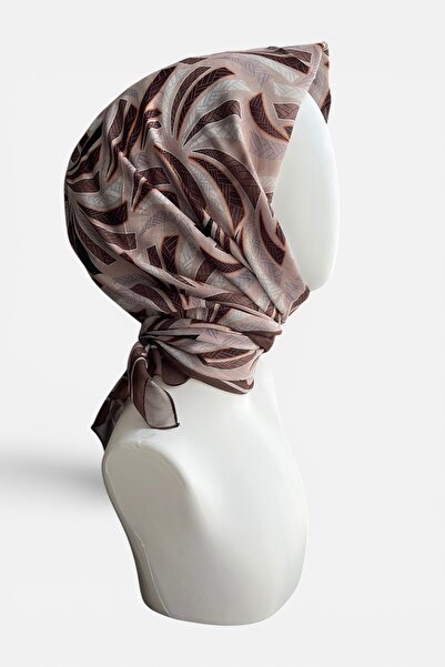 Line Patterned Brown Soft Scarf