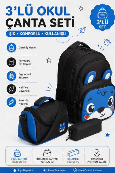 MİECZ BAGS Sevimli Karakter Tasarımlı Anaokulu & Kreş İlkokul Kız Erkek Çocuk...