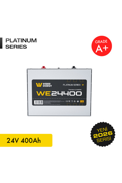 WERER ENERGY 24V 400Ah LiFePO4 Platinum Series Bluetooth'lu Lityum Demir Fosf...